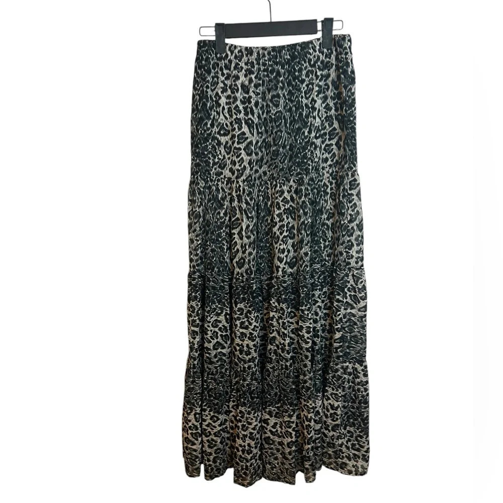 Blu Moon Tiered Animal Print Maxi Skirt